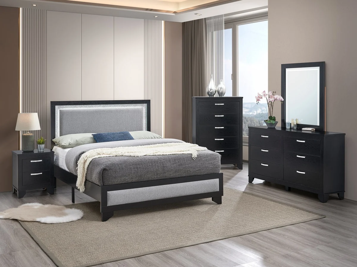 Aya Bedroom Set Black / Twin 4pc Bedroom Set