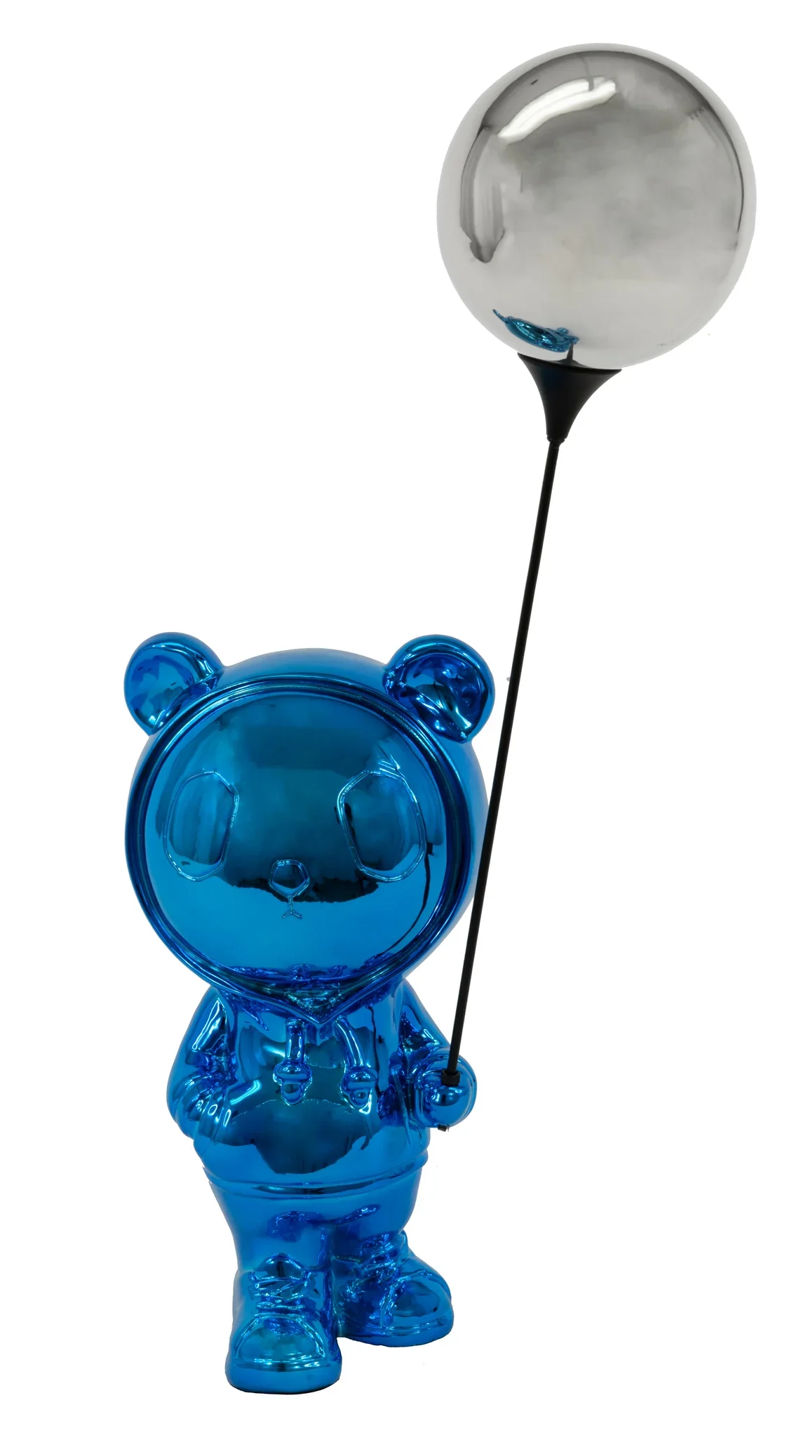 Chrome Blue Balloon Bear Sculpture photo 3
