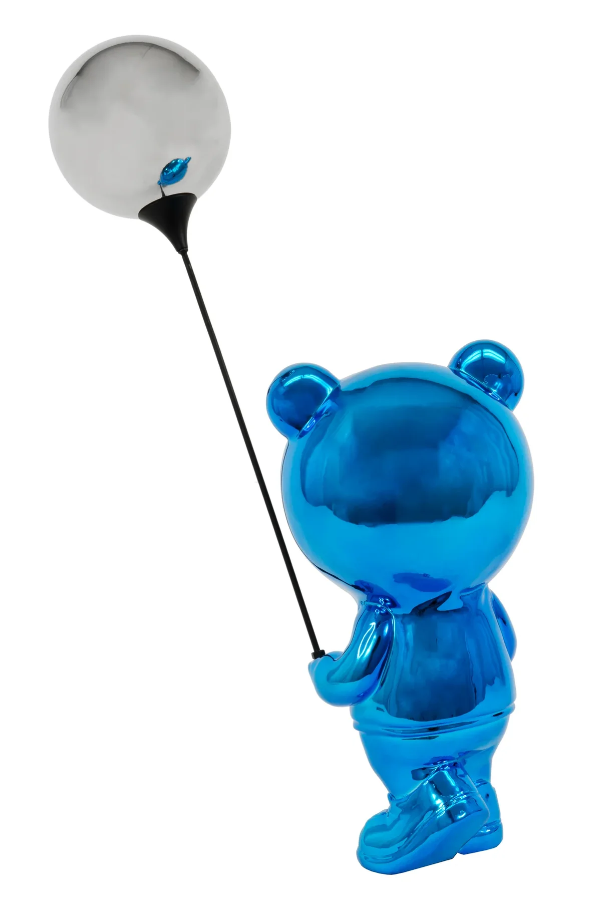 Chrome Blue Balloon Bear Sculpture photo 2