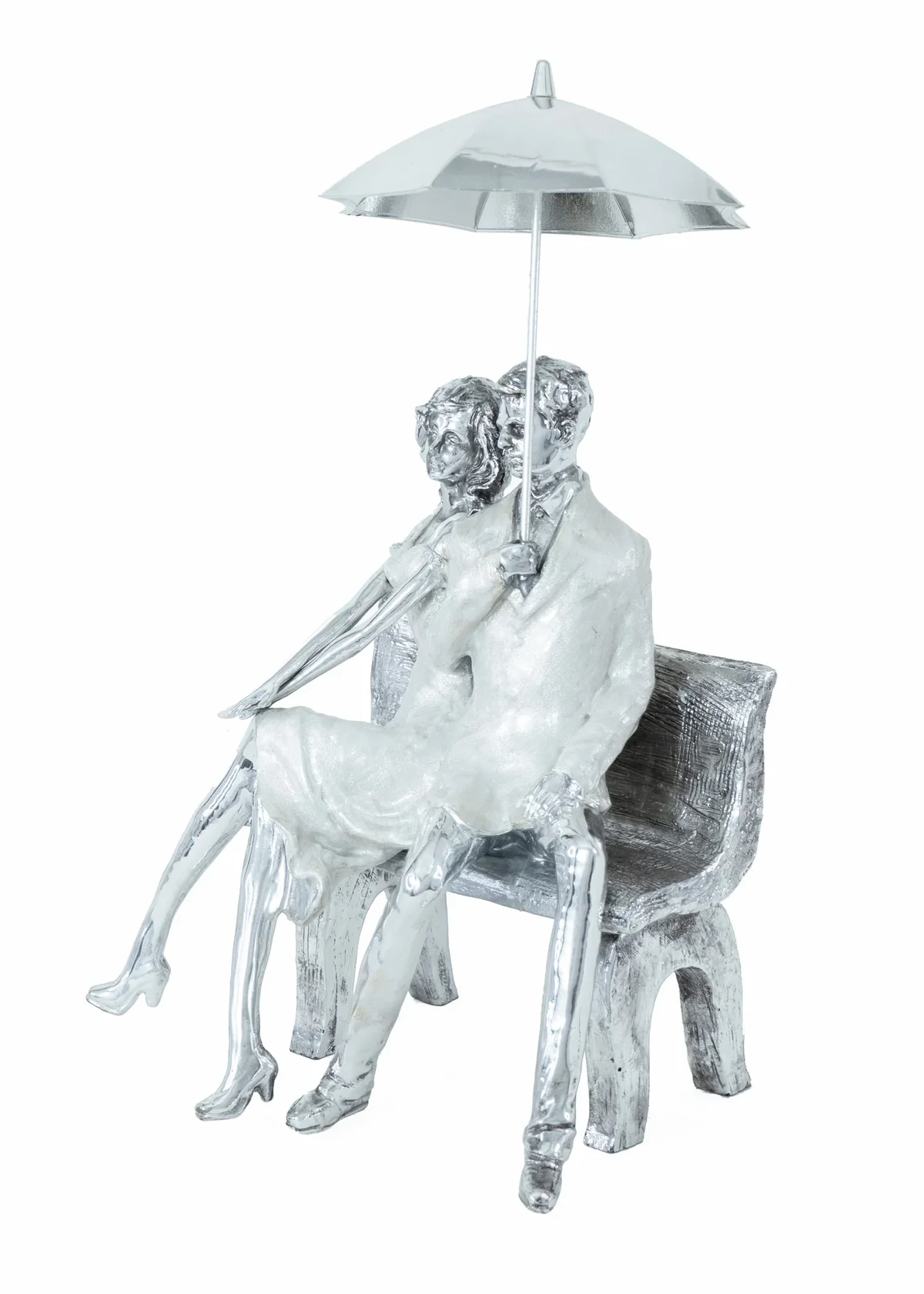 Couple on Bench with Umbrella Sculpture photo 2