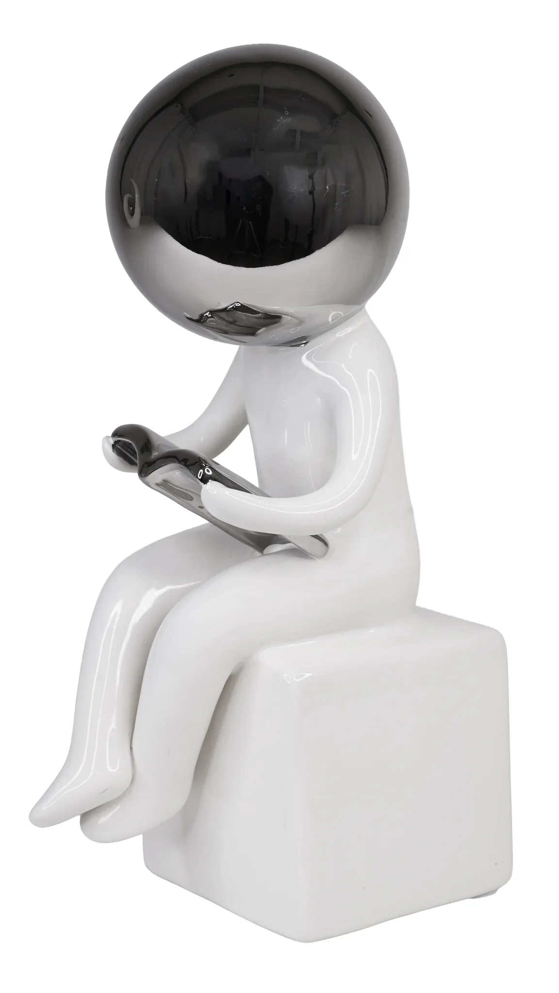 White Sitting Reading Sculpture photo 2