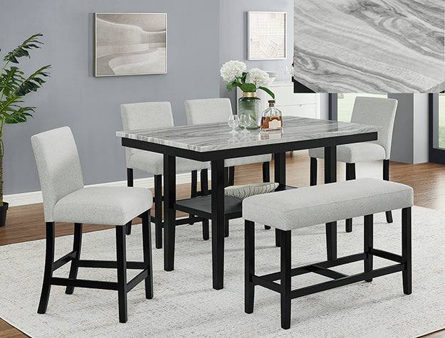 Marble Counter-Height Dining Set Dove Gray
