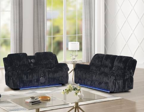 Cesar Livingroom Set Sofa and Loveseat / Black
