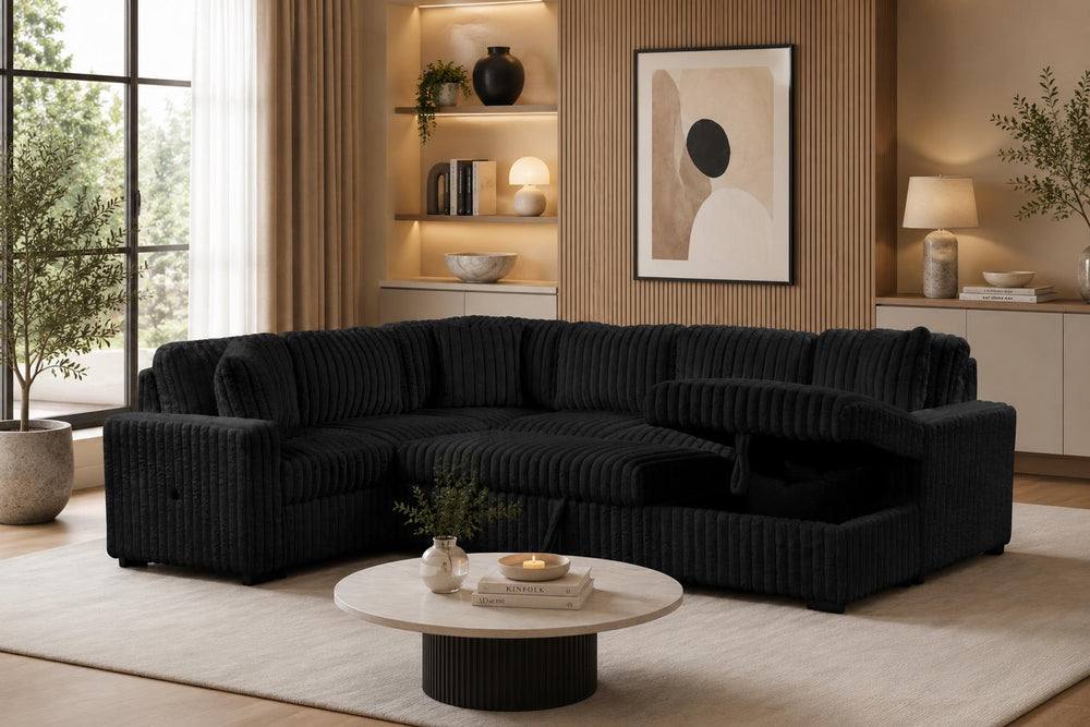 Larry Sleeper Sectional Black