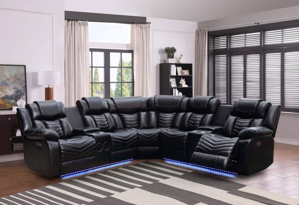 Power Reclining Sectional Black