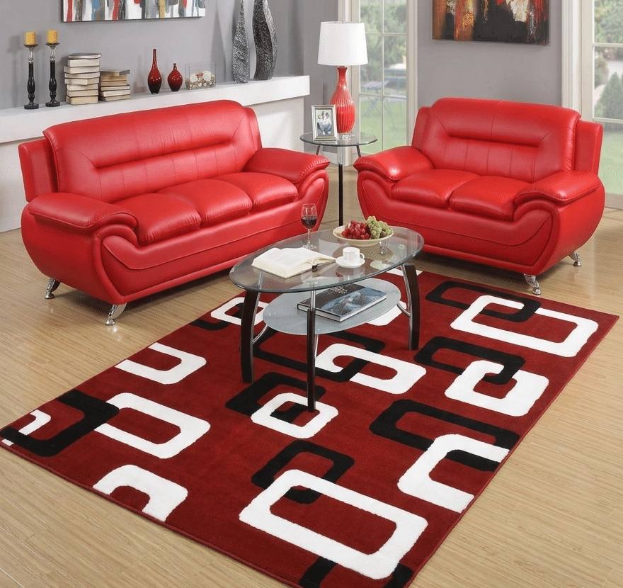 2pc Sofa and Loveseat Red