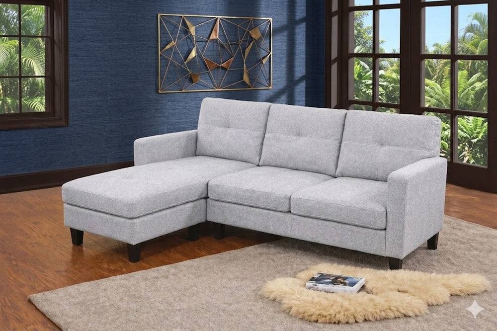 Reversible Sectional Light Gray Fabric