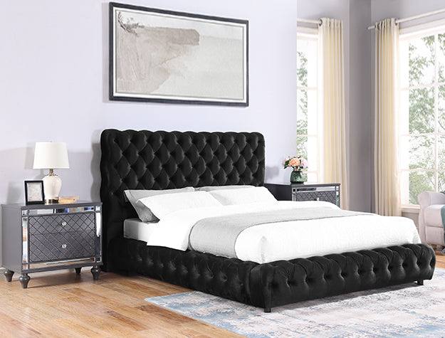 Flory Bed Frame Black Velvet / Queen