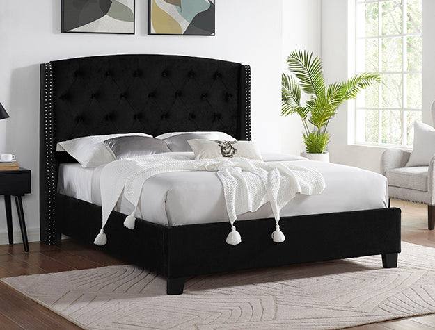 Eva Bed Frame Black Velvet / Queen