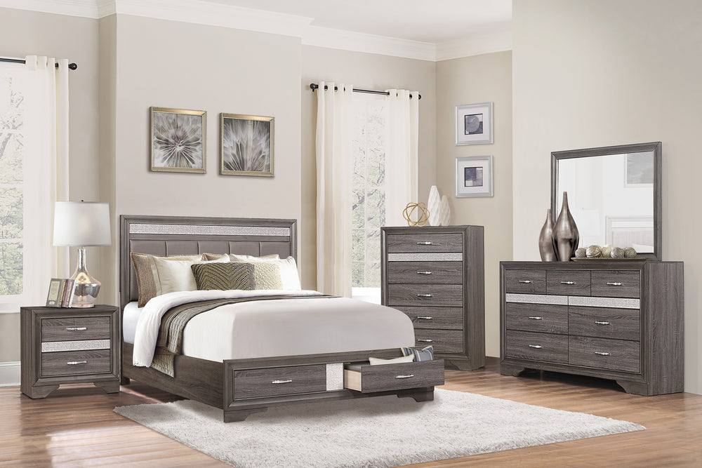 Luster Bedroom Set Gray / 4pc Queen Bedroom Set