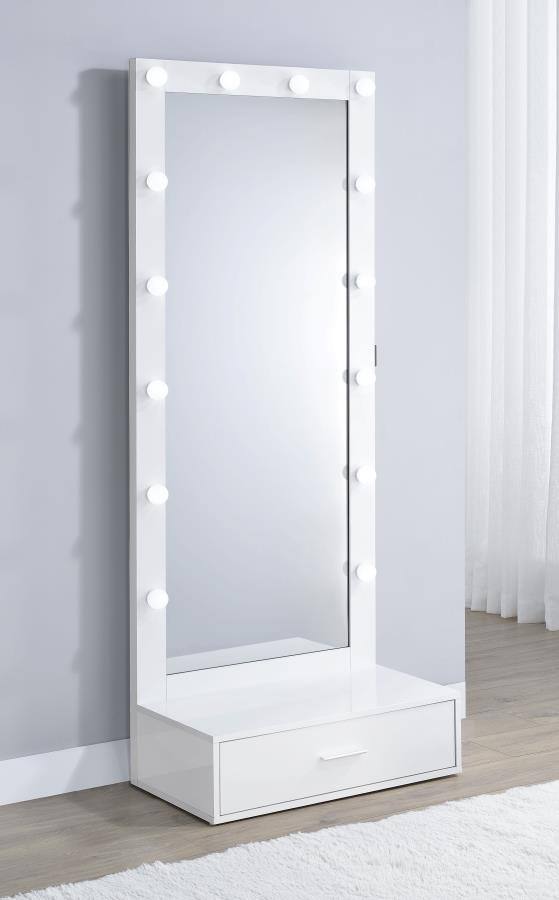 Spector 1-drawer Full-Length Floor Mirror White