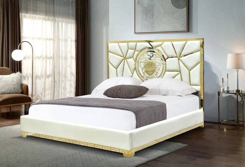 Manasa Bed Frame Cream & Gold / Queen