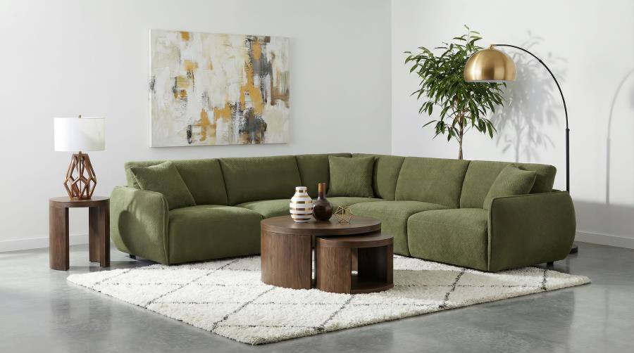 Elysia Modular Sectional Soft Green / 5pc Sectional