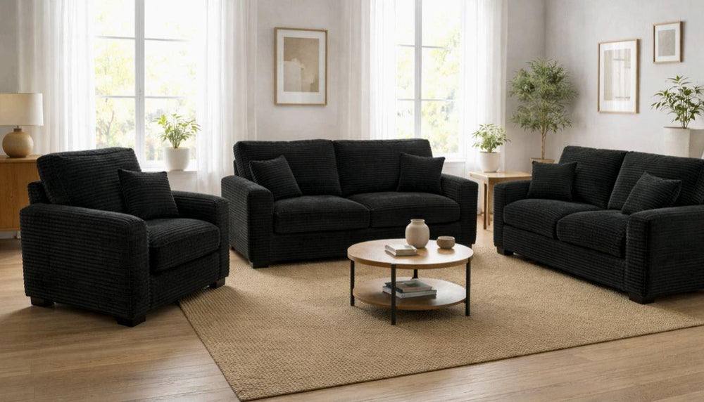 Savannah Livingroom Set 3pc Set / Black
