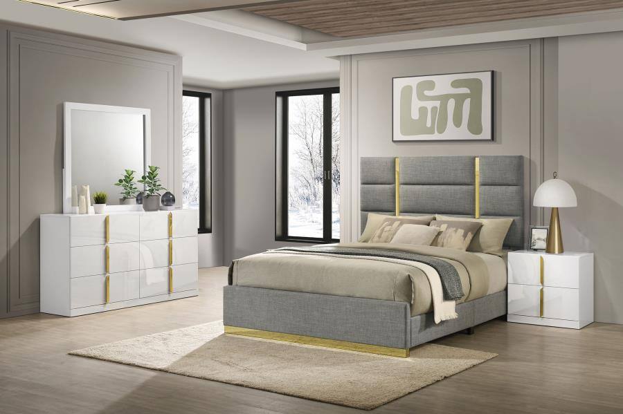 Ines Bedroom Set Gray / Queen 4pc Set