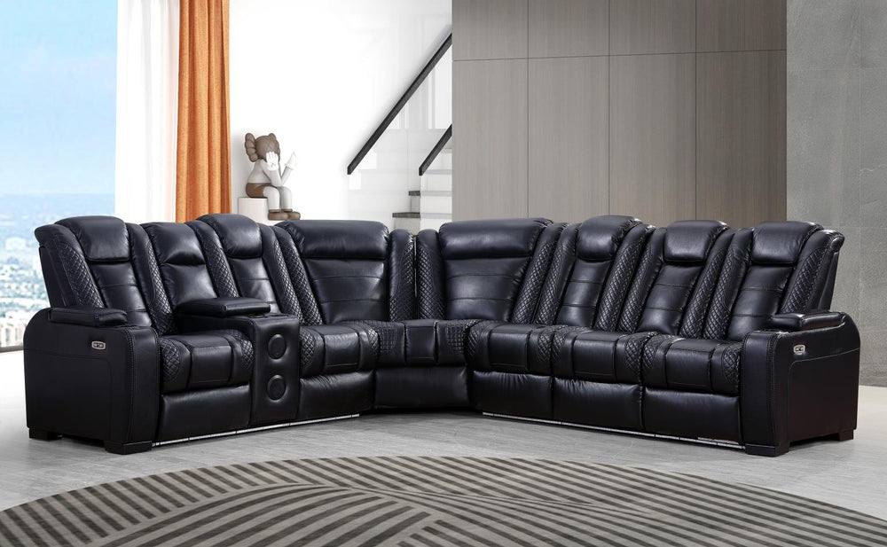 Zachary Power Reclining Sectional Black