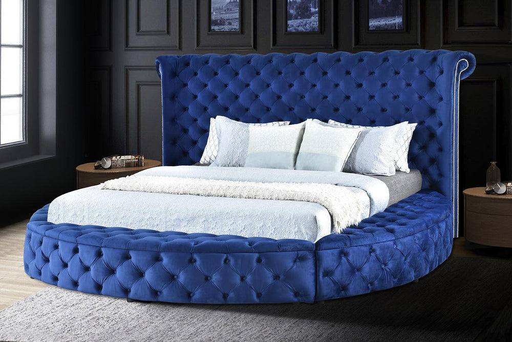 Round Storage Bed Frame Blue / Queen