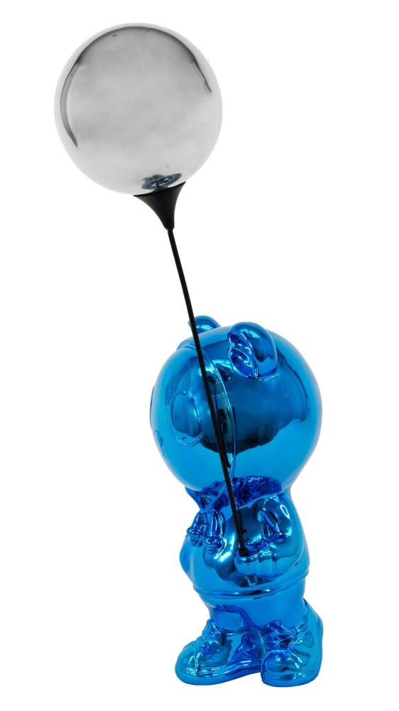 Chrome Blue Balloon Bear Sculpture