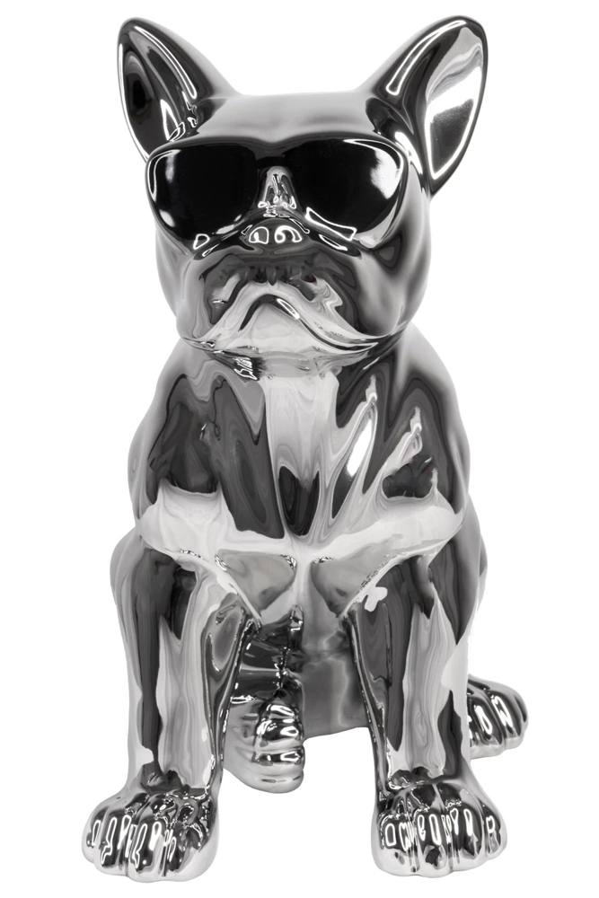 Sitting Bulldog w/ Sunglasses Silver