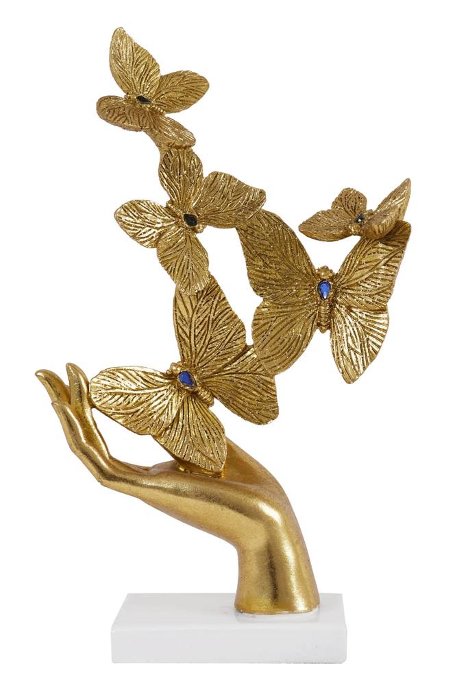 Hand & Butterfly Sculpture Gold