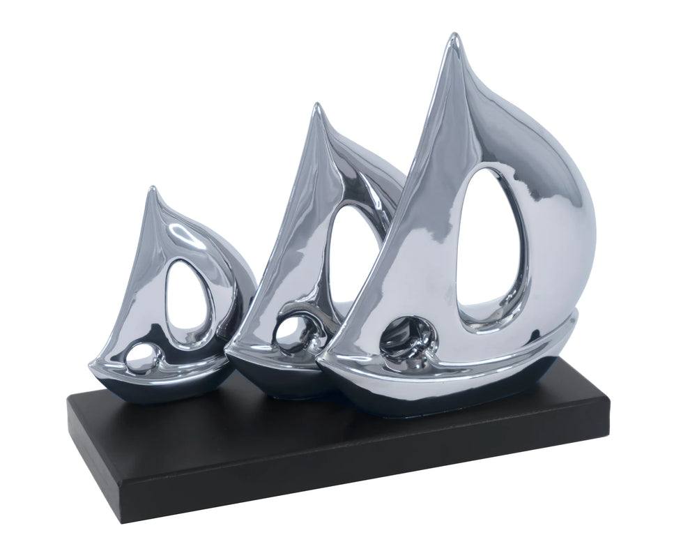 Boat Tabletop Ceramic Decor Silver