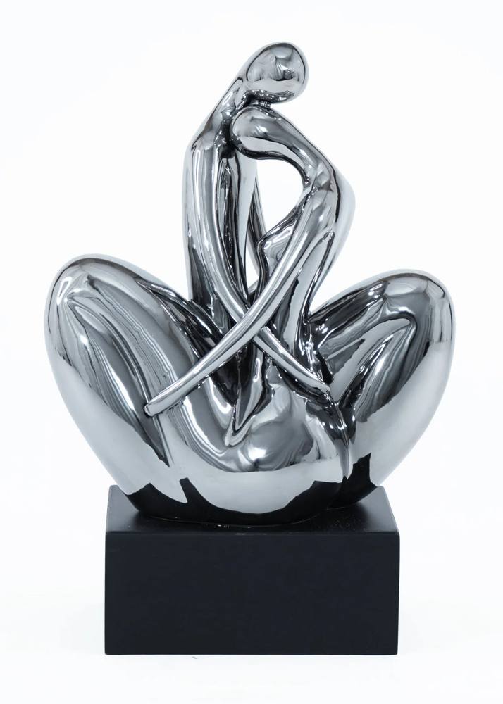 Silver Hugging Couple Sculpture