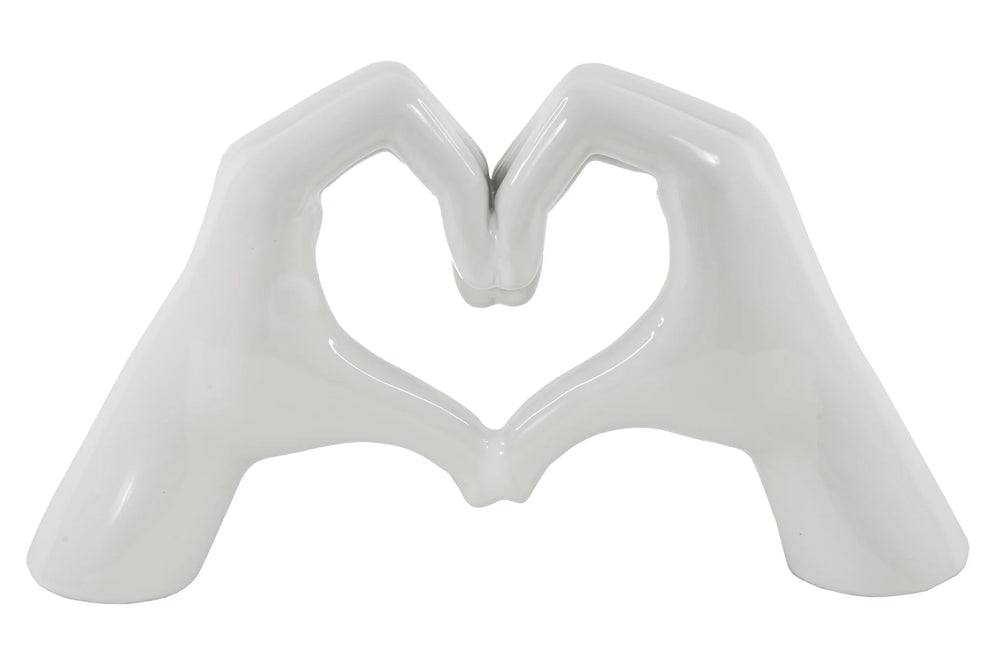 Heart Shaped Hands Sculpture White