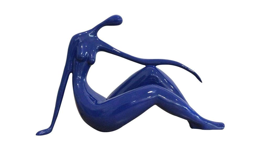 Relaxed Sitting Back Woman Sculpture Large 29"W X 9"D X 16"H / Blue