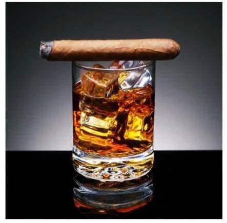 Whiskey w/ Cigar Glass Wall Art
