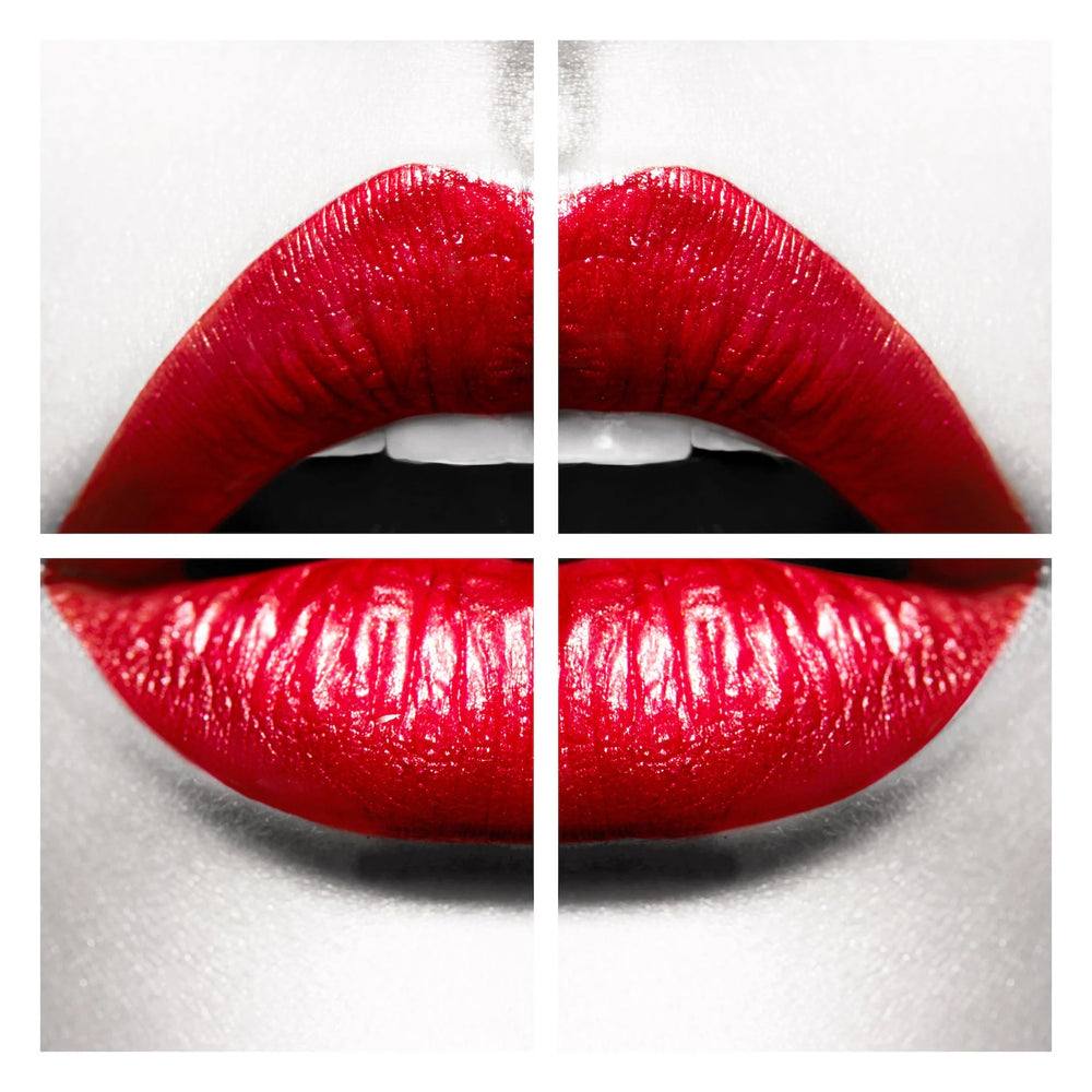4pc Red Lips Glass Wall Art