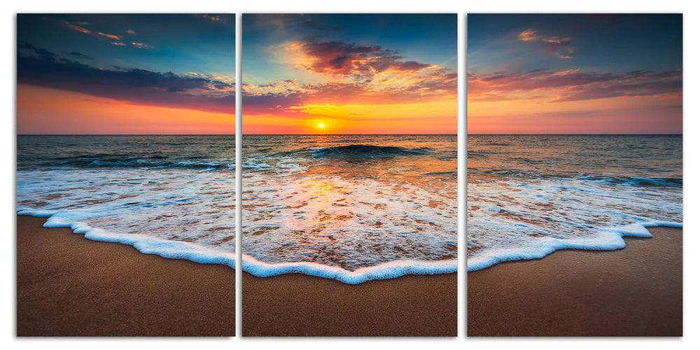 3pc Ocean Views Glass Wall Art