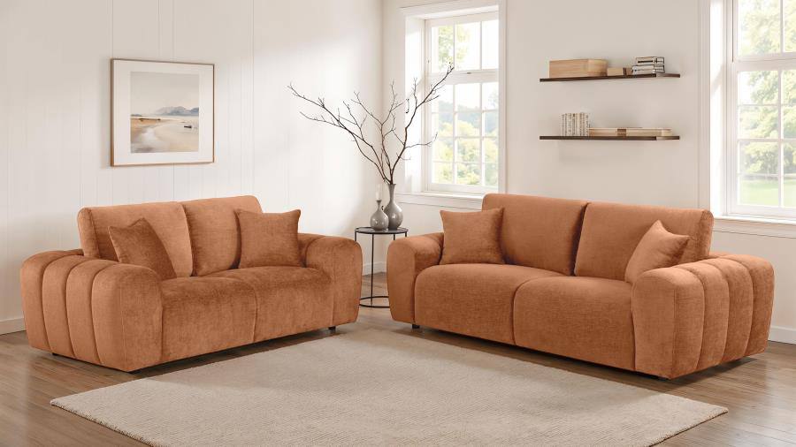 Burnett Livingroom Set 2pc Sofa and Loveseat / Orange