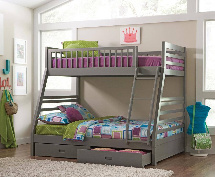 Ashton Twin/Full Bunk Bed Gray