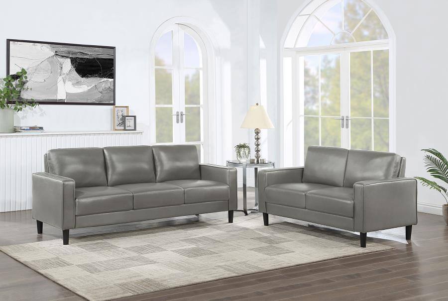 Ruth Livingroom Set Gray / 2pc Sofa and Loveseat