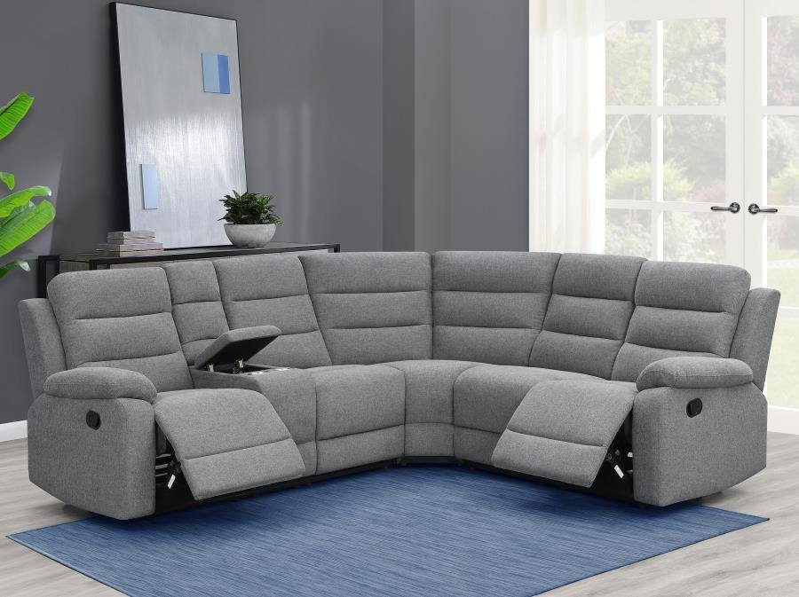 David Upholstered Reclining Sectional Smoke Gray