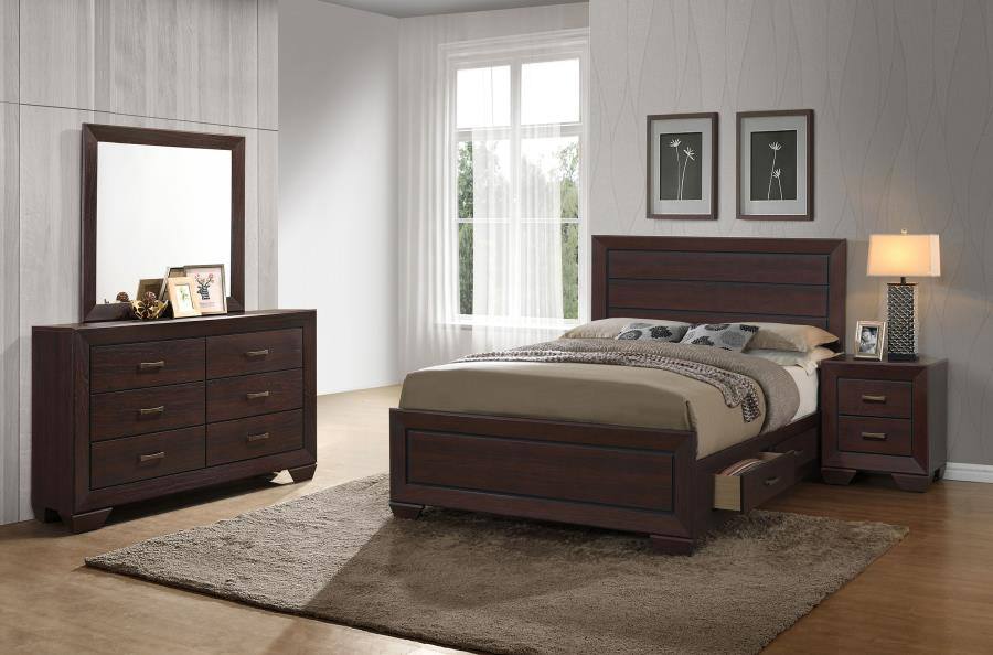 Kauffman Bedroom Set Dark Cocoa / Queen 4pc With Storage set