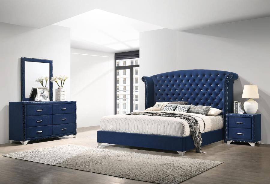 Melody Bedroom Set Blue / Queen 4pc set