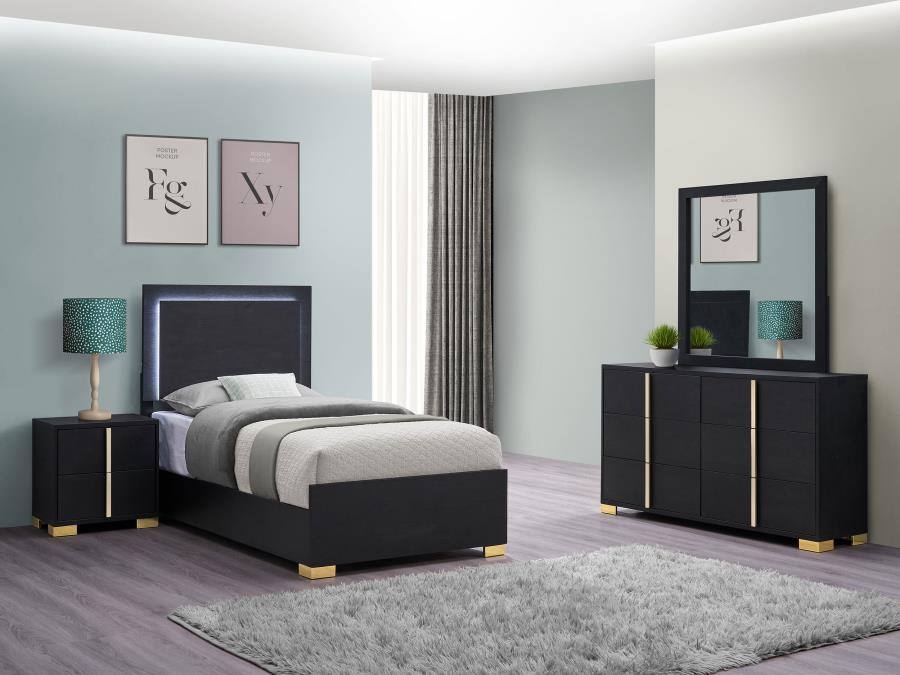 Marceline Bedroom Set Black / Twin 4pc set